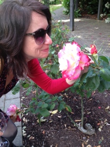 Taking the time to stop and smell the roses.