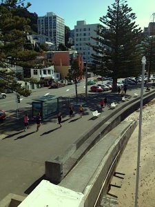 Runners take advantage of sunny and windless days on Oriental Parade.